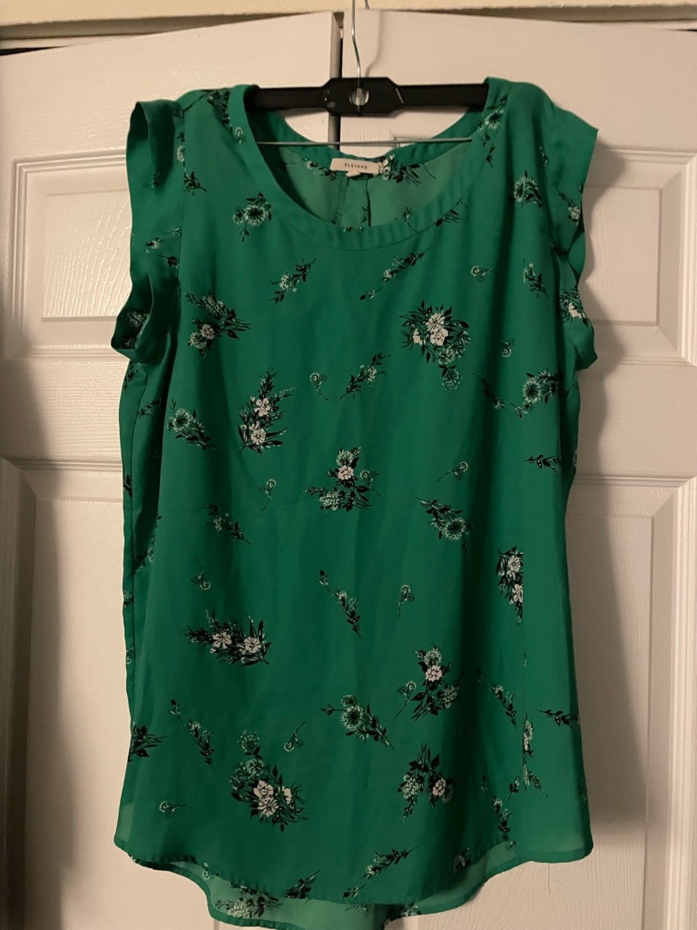 Green Floral Cap-Sleeve Blouse